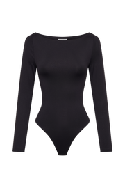 Cate Boatneck Long Sleeve Bodysuit - Black