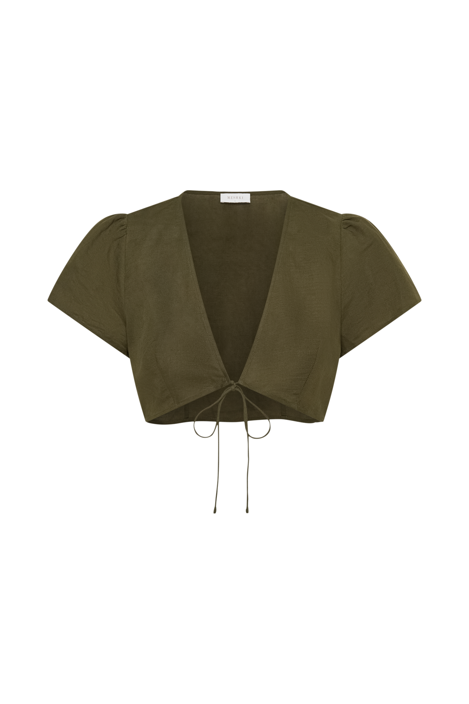 Fatima Linen Crop Top - Khaki #9