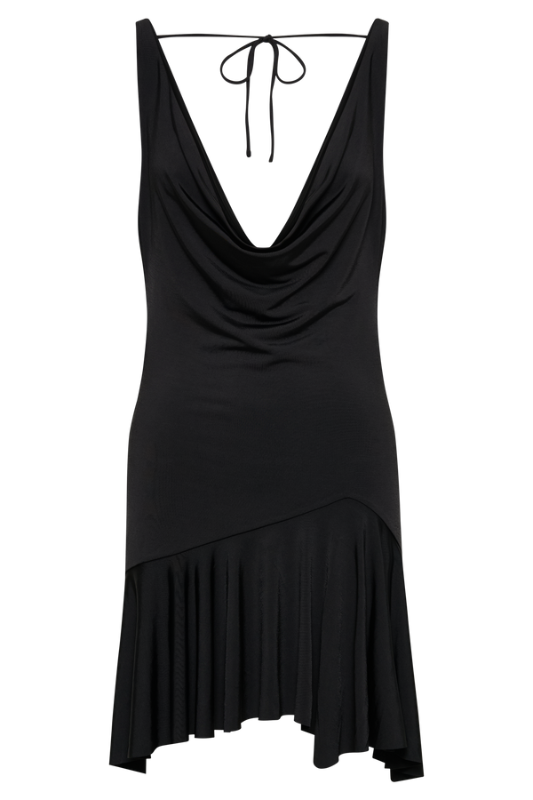 Floriana Ruffle Mini Dress - Black