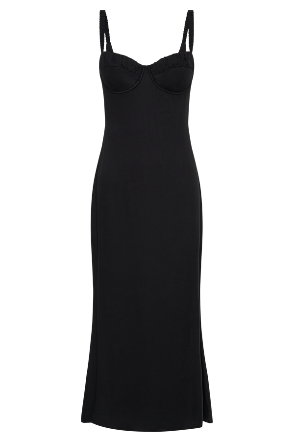 Constance Cupped Midi Dress - Black