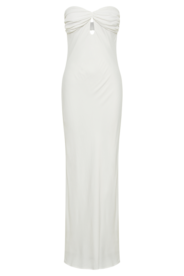 Antonella Strapless Keyhole Maxi Dress - White