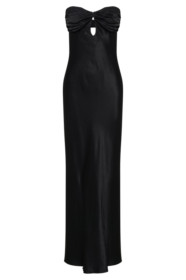Antonella Strapless Keyhole Maxi Dress - Black