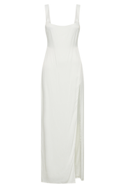 Verana Backless Satin Maxi Dress - White