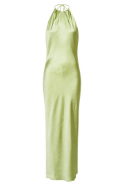 Sammy Satin Halter Maxi Dress - Pistachio