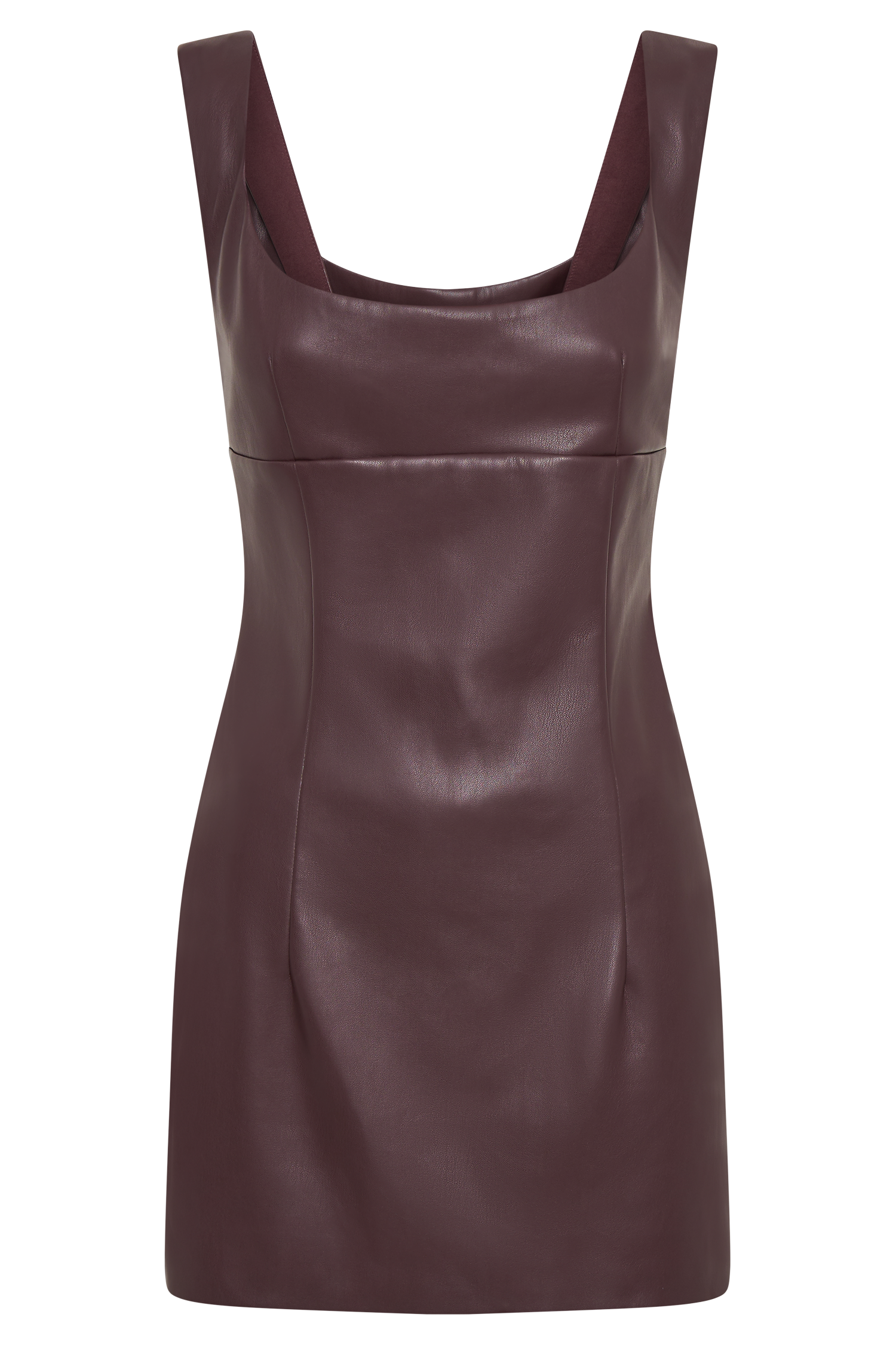 Cara Faux Leather Mini Dress - Plum #11