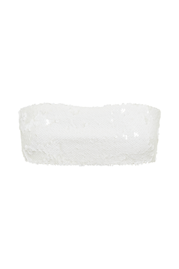 Emerie Strapless Sequin Bandeau - White