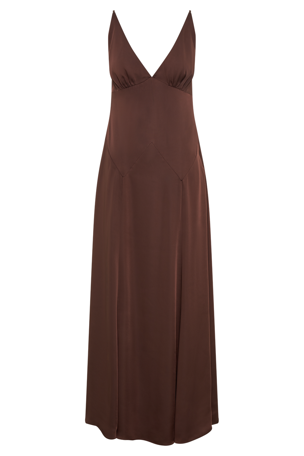 Kamala Low Back Satin Maxi Dress - Dark Chocolate