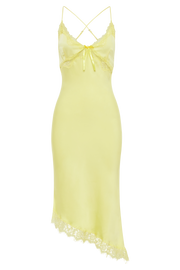 Crawford Satin Midi Dress - Yellow