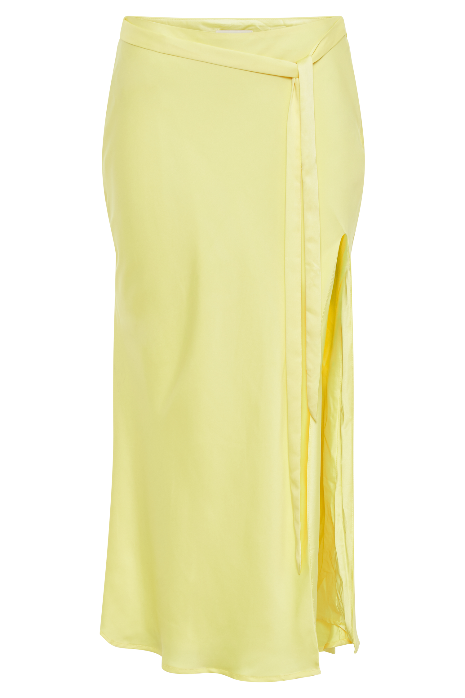 larissa satin maxi dress with ruched petals lemon - Refined beauty Larissa Satin Maxi Dress with