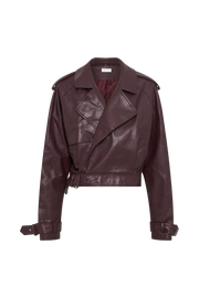 Taylor Oversized Faux Leather Jacket - Dark Chocolate
