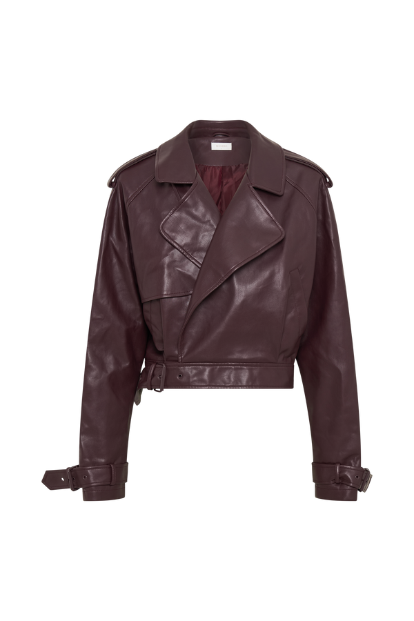 Taylor Oversized Faux Leather Jacket - Plum