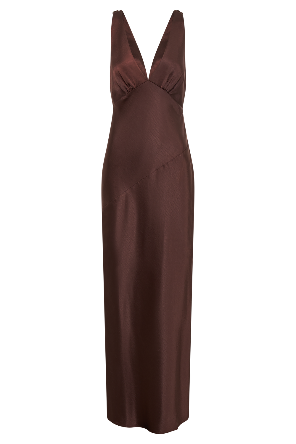 Nadia Maxi Satin Dress With Back Cowl - Dark Chocolate