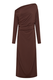 Christabel Recycled Nylon Ruched Midi Dress - Chocolate