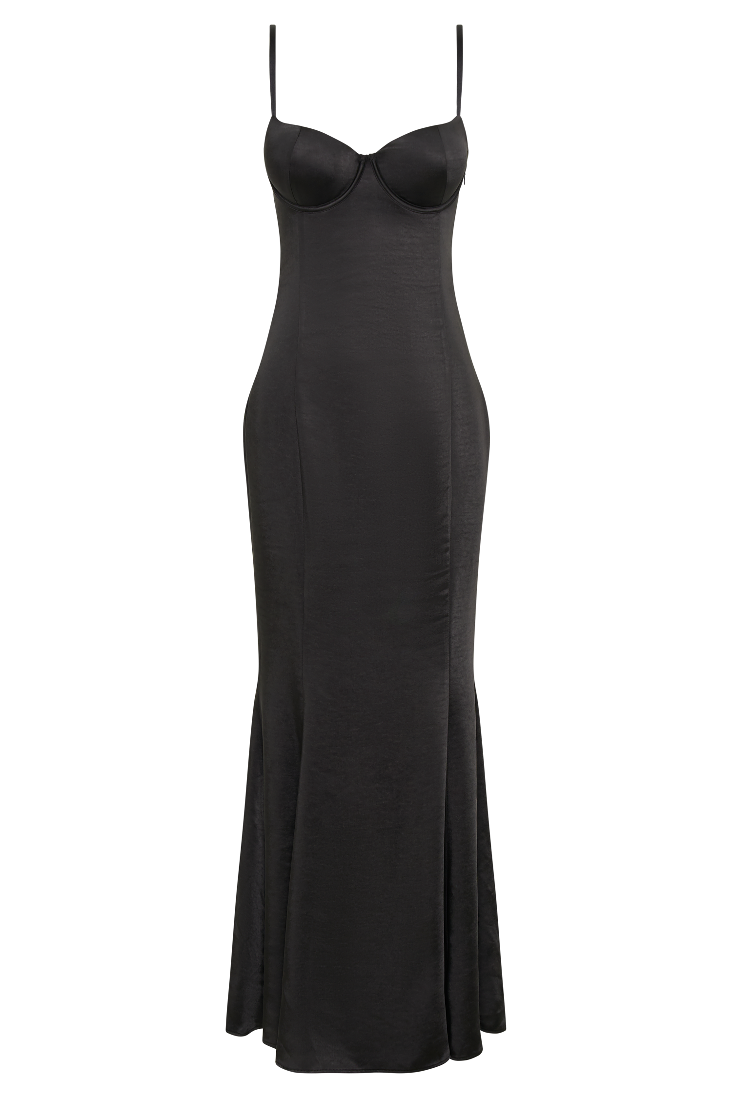 Katya Cupped Satin Maxi Dress - Black #7