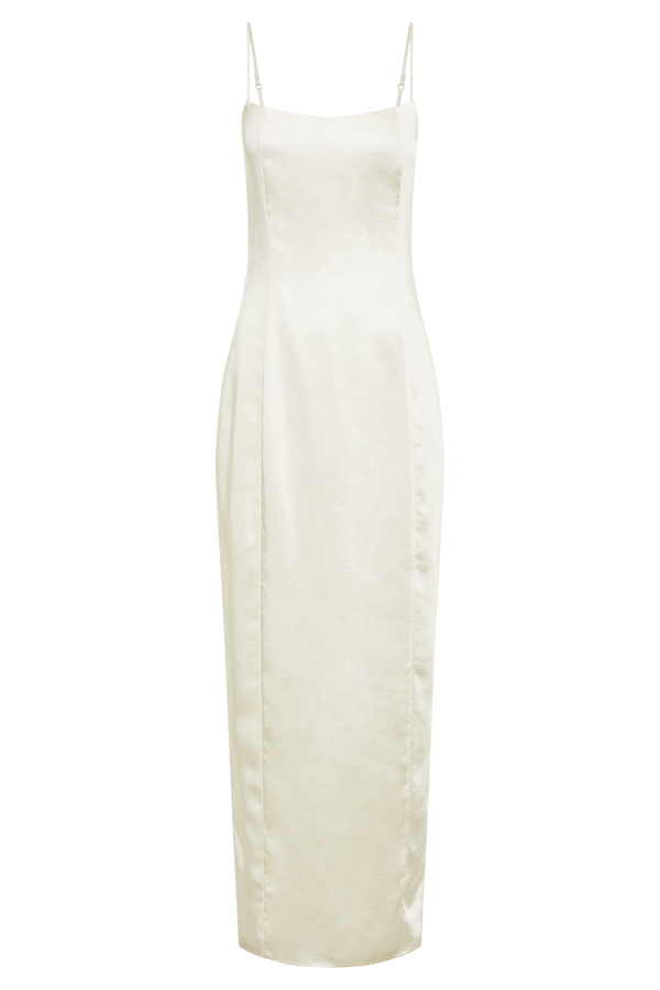 Chrisley Satin Maxi Dress With Split - Ivory
