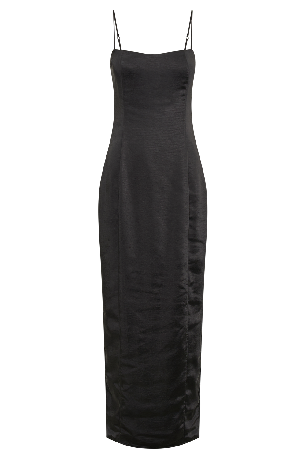 Chrisley Satin Maxi Dress With Split Black MESHKI