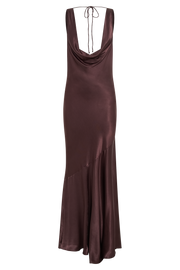 Ellison Satin Cowl Gown - Dark Chocolate