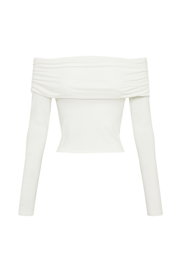 Lucinda Recycled Nylon Off Shoulder Top - White