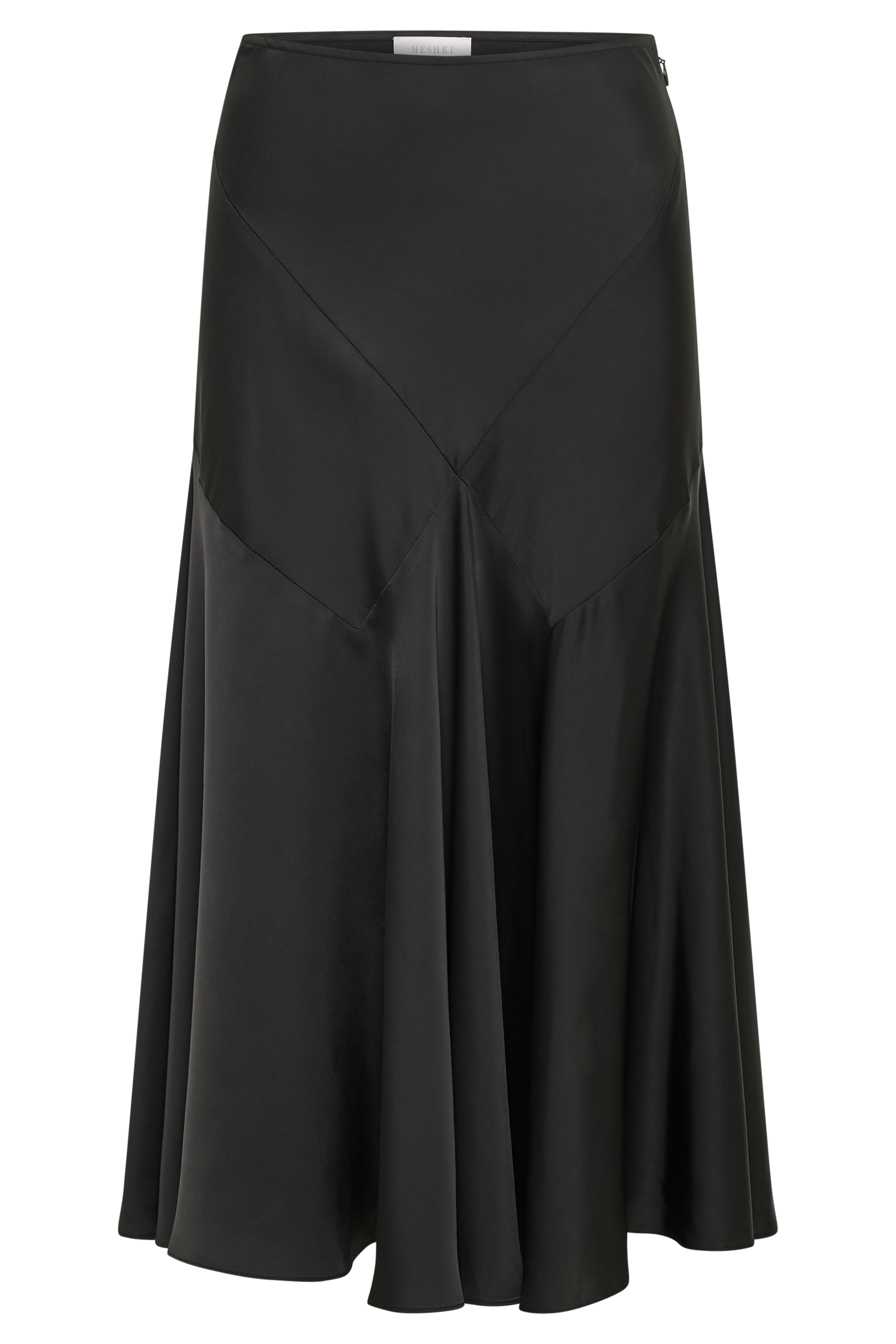 Tomika Satin Midi Skirt - Black