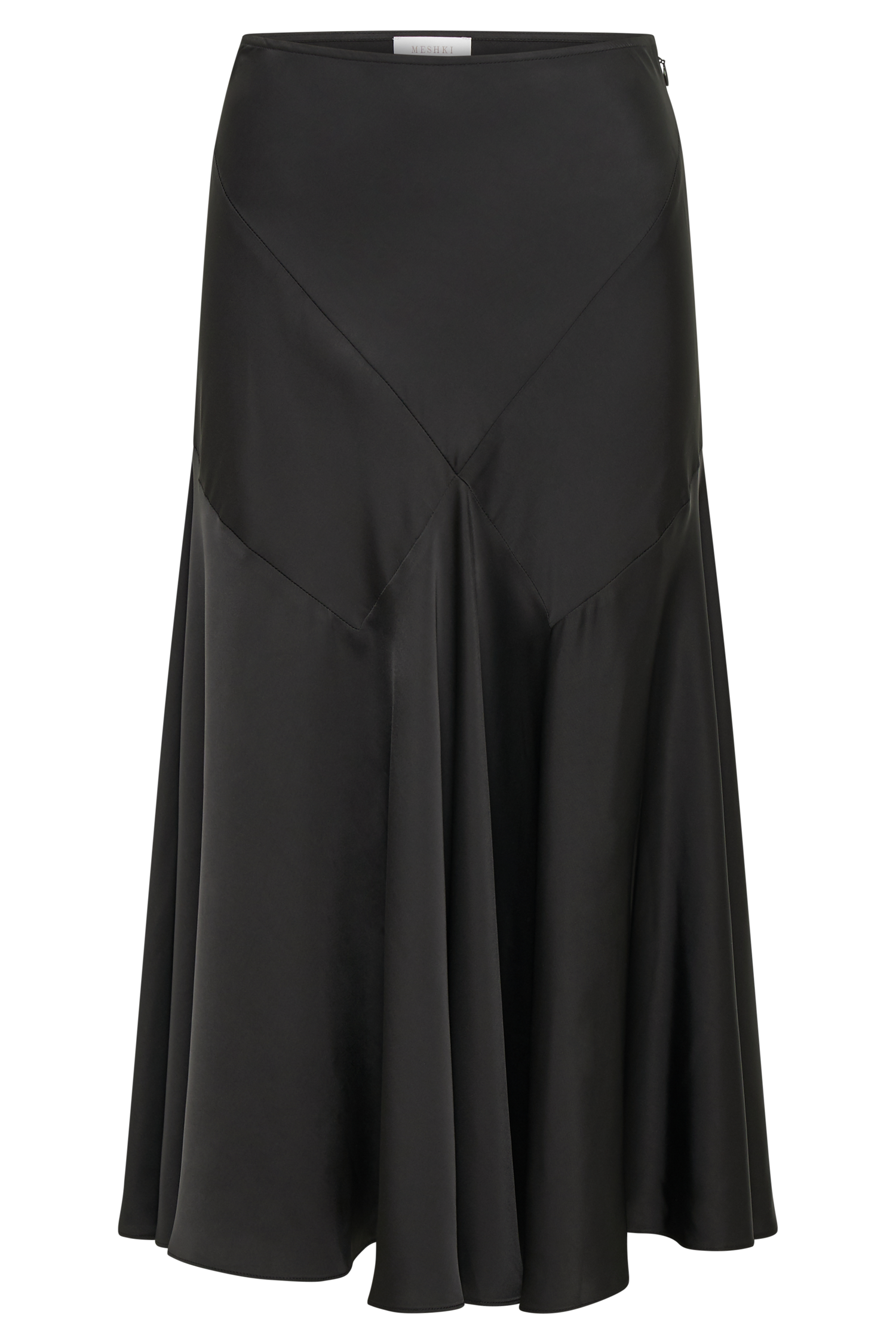 Tomika Satin Midi Skirt - Black #8
