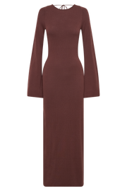 Marleigh Flare Sleeve Knit Maxi Dress - Dark Chocolate