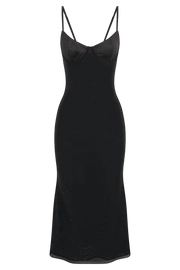 Novah Hot Fix Mesh Midi Dress - Black