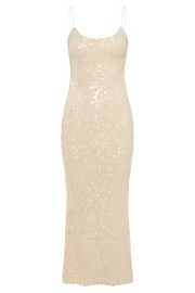 Brianna Sequin Maxi Dress - Cream