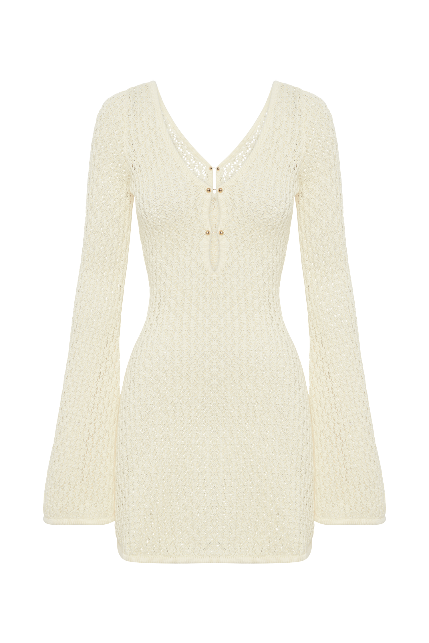 Kayleigh Crochet Knit Mini Dress White MESHKI - Main Image