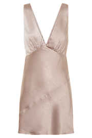 Nadia Satin Mini Dress With Cowl Back - Taupe