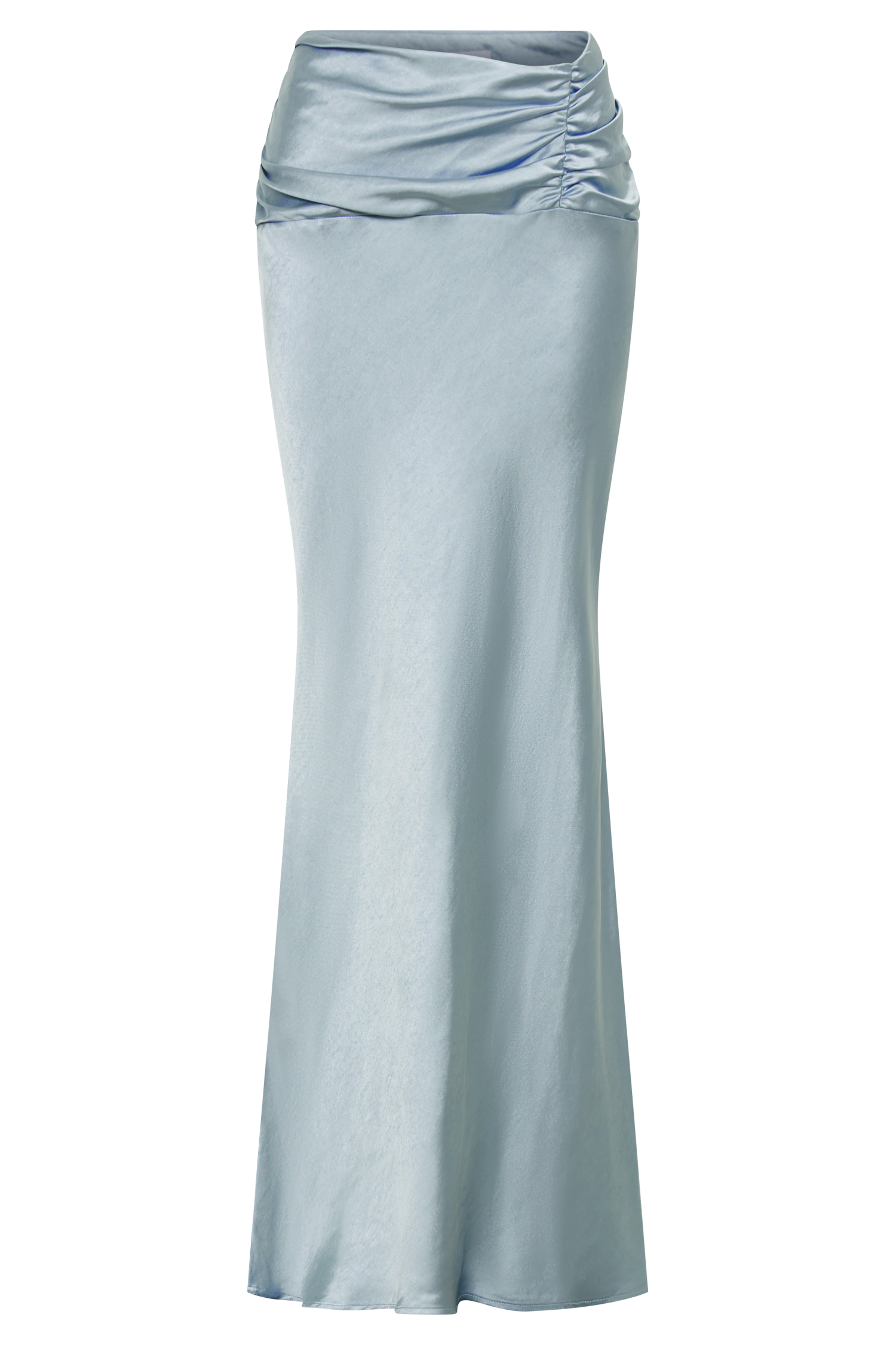 Khalani Ruched Satin Maxi Skirt Ice Blue MESHKI - Main Image