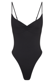 Leah Recycled Nylon Backless Bodysuit - Black