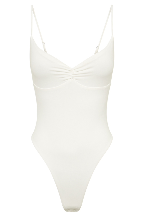 Leah Recycled Nylon Backless Bodysuit - White