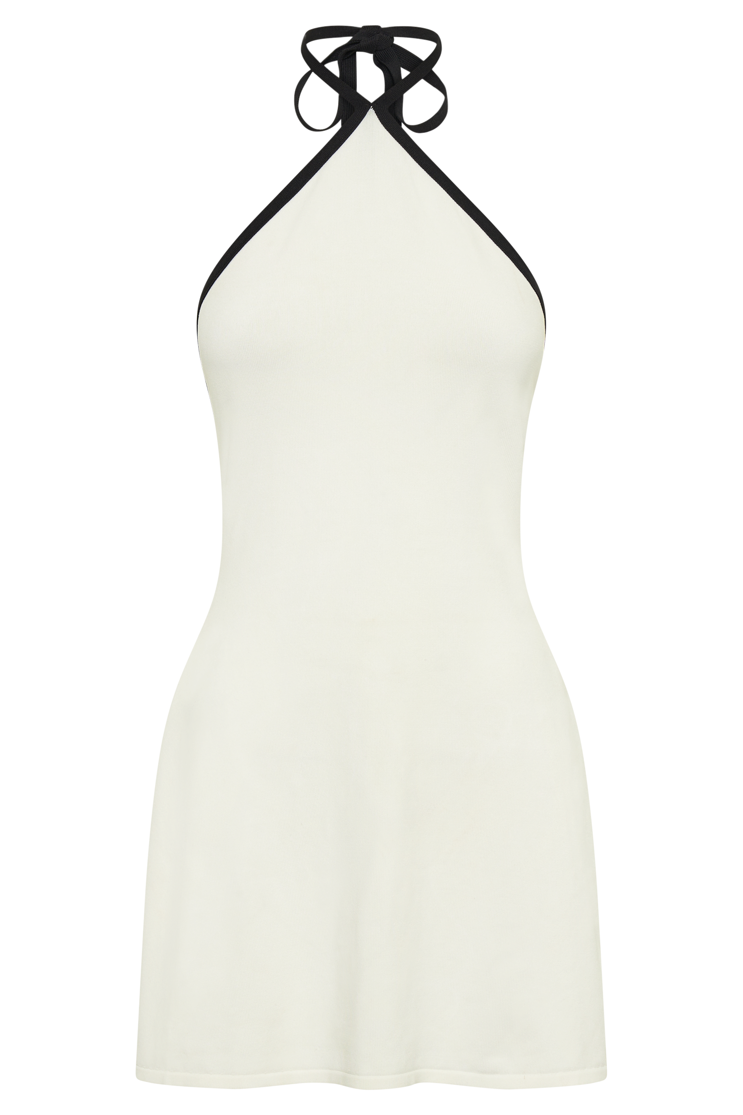 Grettel Contrast Halter Knit Mini Dress - White #11