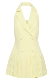 Antoinette Pleated Mini Dress - Lemon