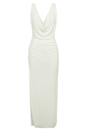 Laney Hot Fix Mesh Cowl Maxi Dress - White