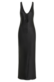 Aubrie Keyhole Satin Maxi Dress - Black