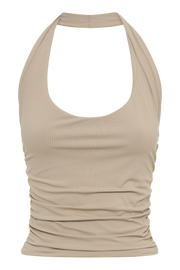 Marie Recycled Nylon Halter Top - Taupe