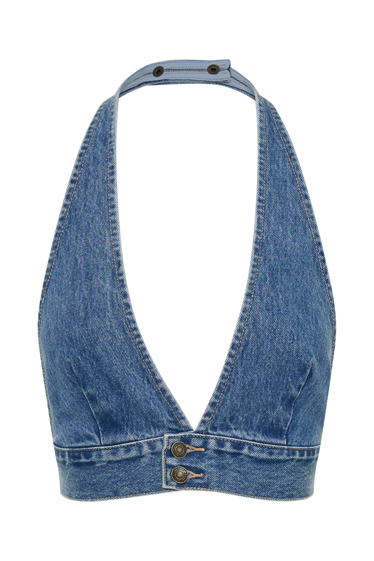 Kelly-Anne Denim Halter Top - 70'S Blue #9