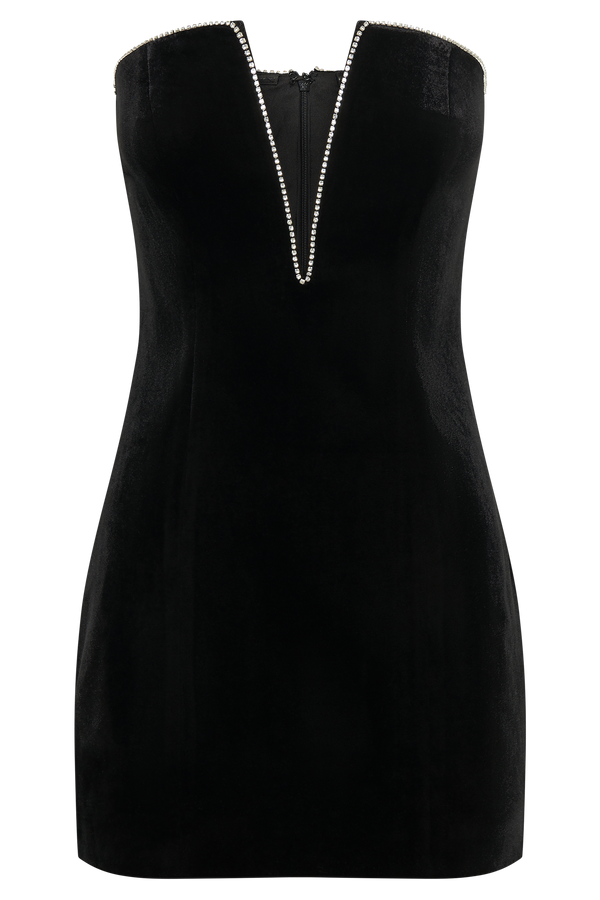 Elysia Velvet Mini Dress - Black