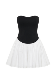 Hannah Knit And Linen Mini Dress - Black/White