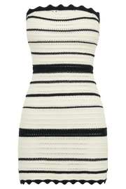 Jenni Contrast Crochet Knit Mini Dress - Black/White