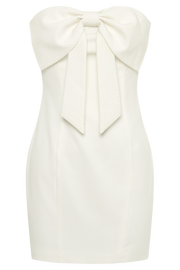 Saoirse Strapless Mini Dress With Diamante Bow - White