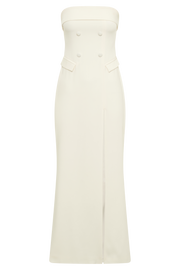 Abbie Strapless Suiting Maxi Dress - Ivory