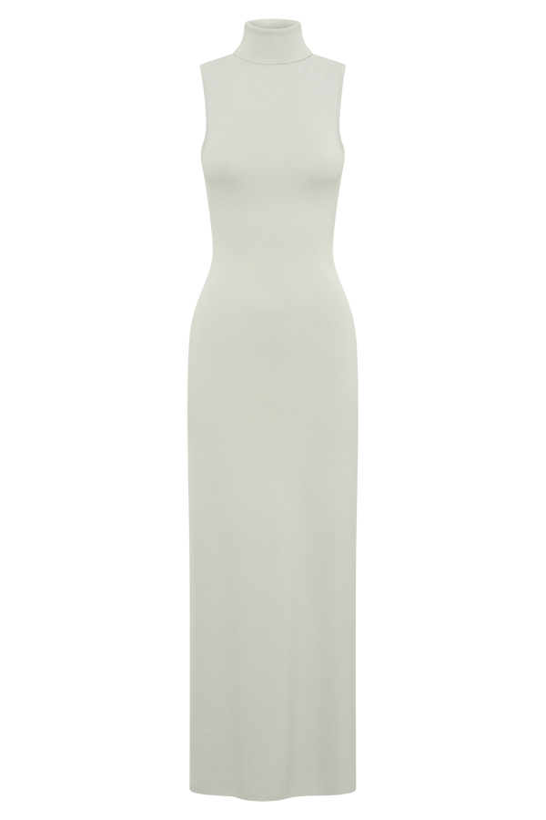 Louisa High Neck Knit Maxi Dress - Ice Grey