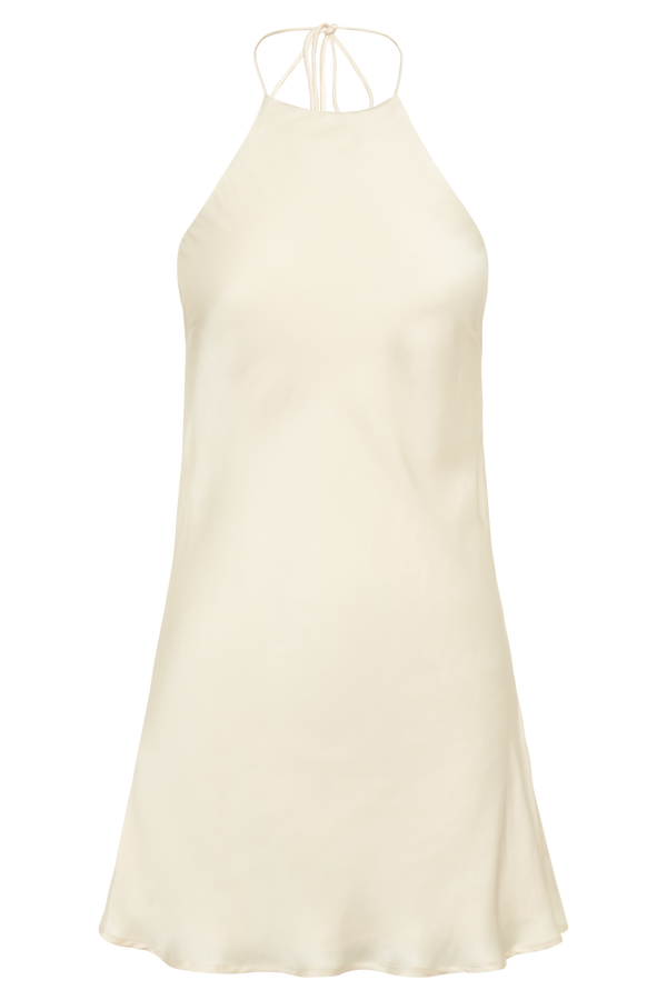 Atlas Satin Bow Mini Dress - Ivory