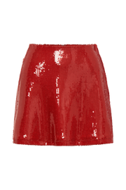 Wesley Sequin Mini Skirt - Red