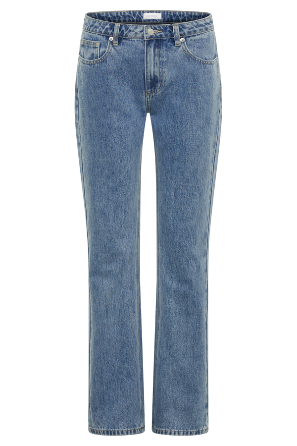Stephy Low Rise Straight Leg Denim Jean - Vintage Blue