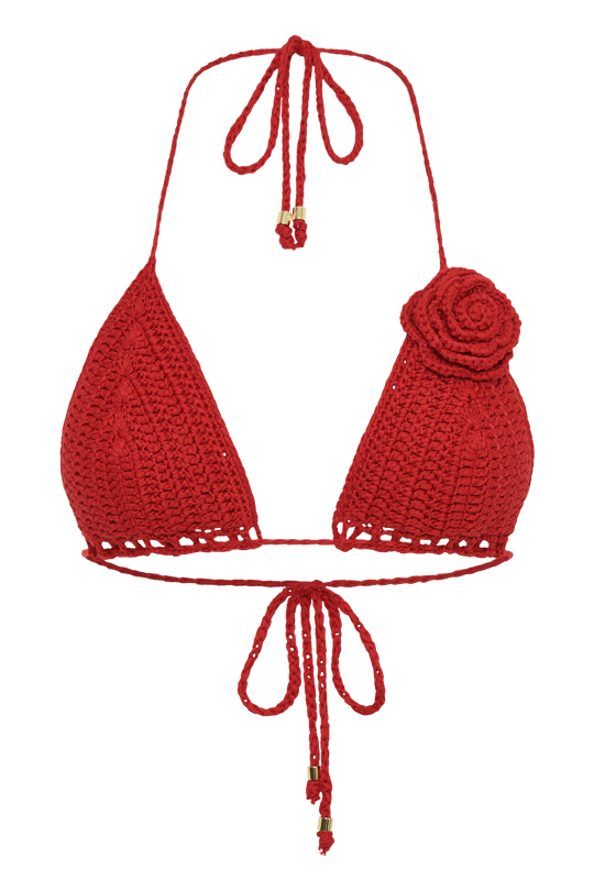 Verali Rose Crochet Bikini Top Red MESHKI