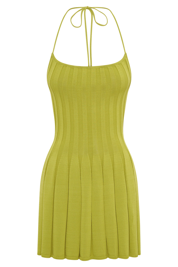 Koa Halter Neck Knit Mini Dress - Seafoam Green