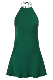 Atlas Satin Bow Mini Dress - Emerald